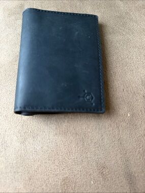 Black Leather Bi-Fold Wallet with Subtle Logo